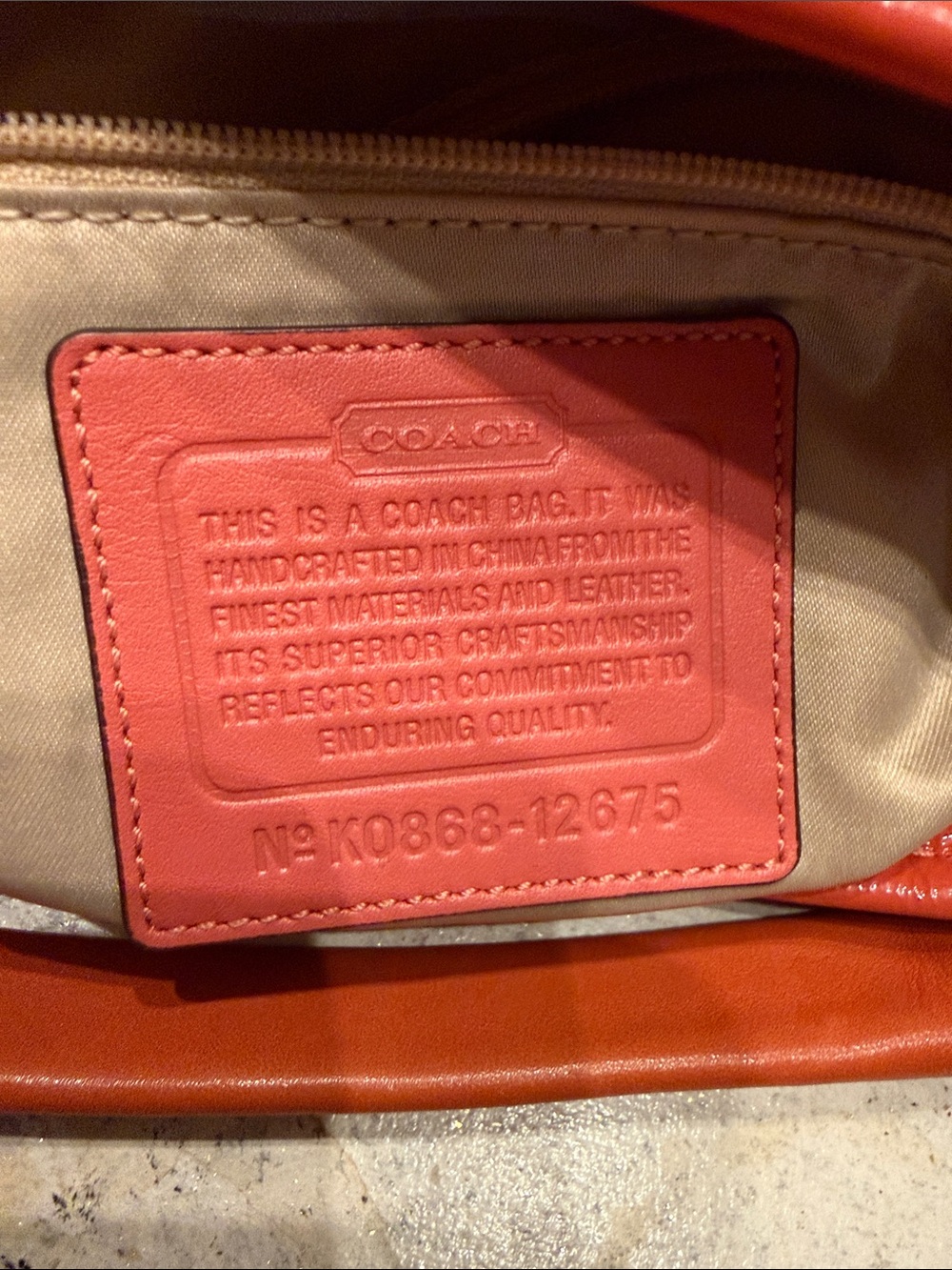 Coach 12675 Signature C Khaki Jacquard Hobo Shoulder Bag Coral Leather - Picture 8 of 10